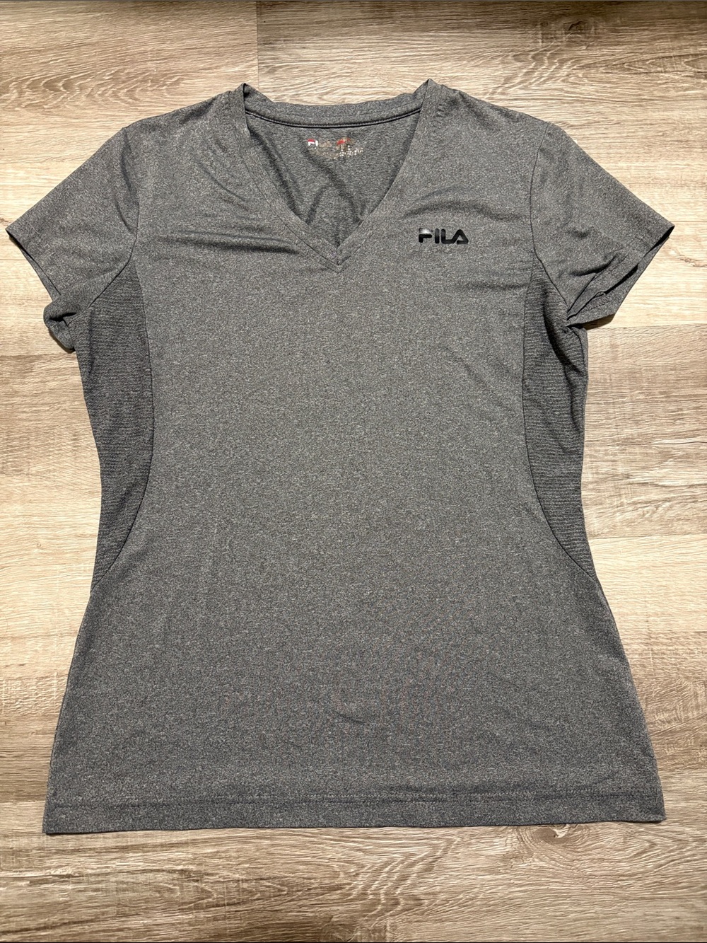 FILA Women's Heather Gray V-Neck Athletic Tee